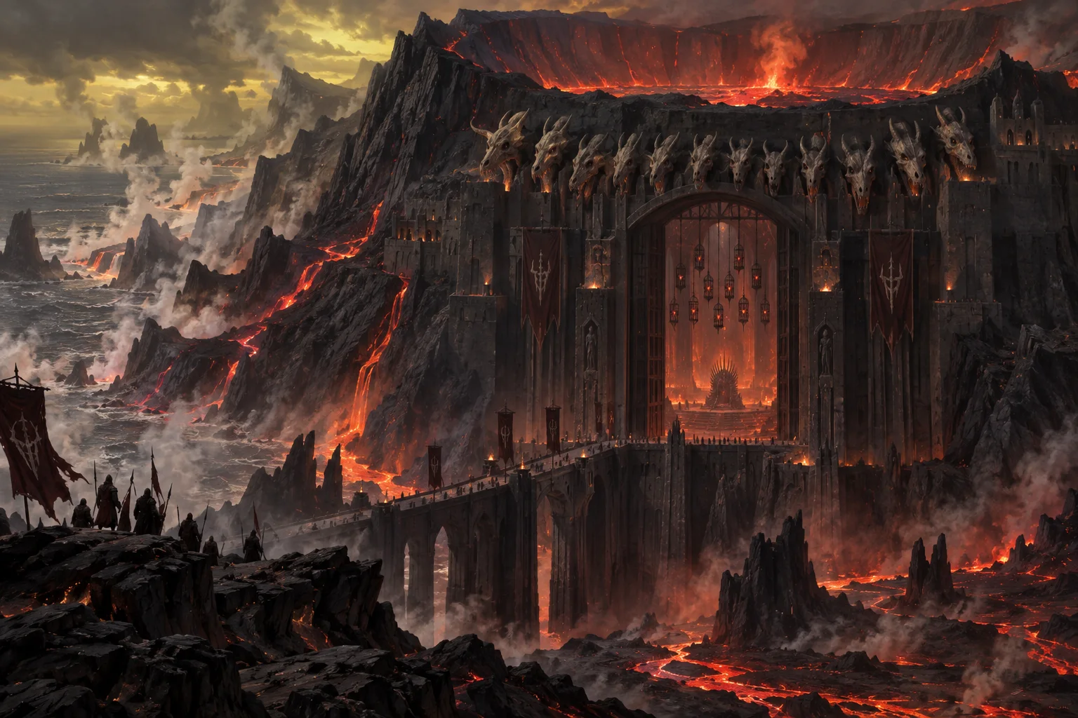 Concept illustration of The Ashen Throne, the surrounding realm